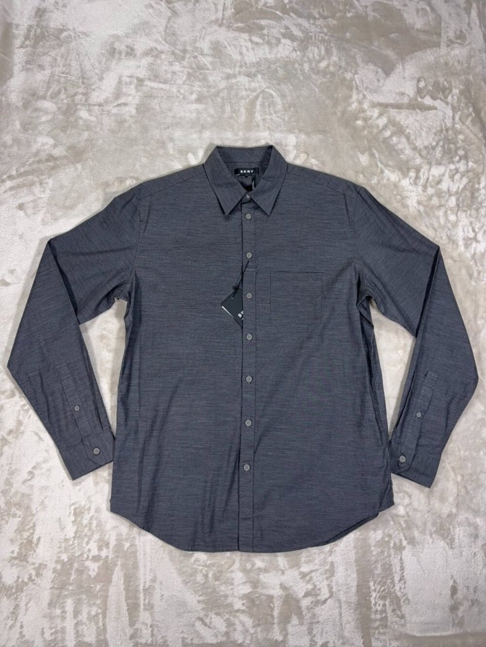 *NWT* DKNY Men's Button Down Shirt Cotton Long Sleeve Gray - Size Small